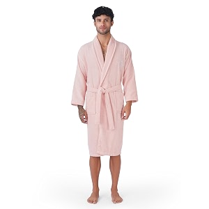 rangoli premium men39s 100 bamboo bathrobe  460 gsm terry fabric  full sleeves knee-length bath robe with 2 pockets belt closure in soft amp absorbent luxury design peach-xl  royal bamboo