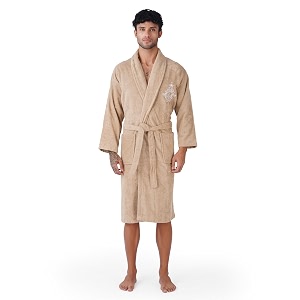 rangoli premium men39s 100 bamboo bathrobe  460 gsm terry fabric  full sleeves knee-length bath robe with 2 pockets belt closure in soft amp absorbent luxury design beige-xl  royal bamboo