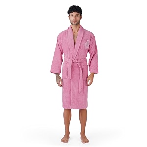 rangoli premium men39s 100 bamboo bathrobe  460 gsm terry fabric  full sleeves knee-length bath robe with 2 pockets belt closure in soft amp absorbent luxury design purple-xl  royal bamboo