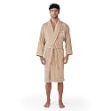 RANGOLI Premium Men's 100% Bamboo Bathrobe | 460 GSM Terry Fabric | Full Sleeves Knee-Length Bath Robe with 2 Pockets, Belt Closure in Soft &amp; Absorbent Luxury Design (Beige-XL) | Royal Bamboo