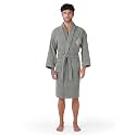 RANGOLI Premium Men's 100% Bamboo Bathrobe | 460 GSM Terry Fabric | Full Sleeves Knee-Length Bath Robe with 2 Pockets, Belt Closure in Soft &amp; Absorbent Luxury Design (Grey-XL) | Royal Bamboo