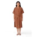 RANGOLI Women's Microfiber Bathrobe in Knee-Length &amp; Half Sleeve with 400 GSM for Super Absorbent &amp; Comfortable Day Wear (Coral-L) | Noble Collection