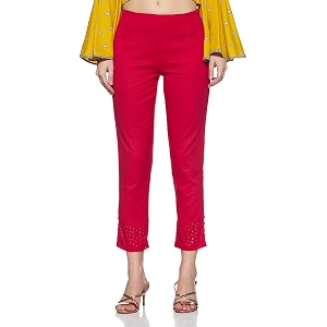 Rangriti Black Solid Slim Pants for Women
