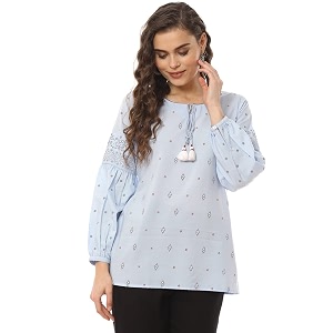 Rangriti Blue Art Silk Short Top for