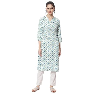 Rangriti Blue Liva Straight Kurta for Women
