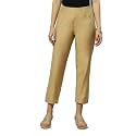 Rangriti Gold Viscose Straight Solid Slim Pants