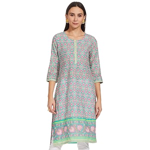 Rangriti Womens Round Neck Printed Kurta