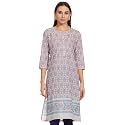 Rangriti Womens Round Neck Printed Kurta