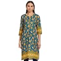 Rangriti Womens Round Neck Printed Kurta