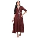Rangriti Maroon Cotton Blend Printed Dress for