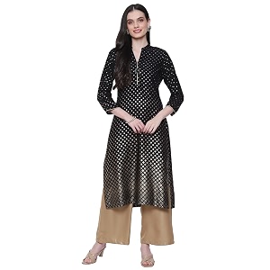 Rangriti Maroon Liva Straight Printed Kurta for