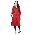 Rangriti Maroon Polyester Straight Yarndyed Kurta for