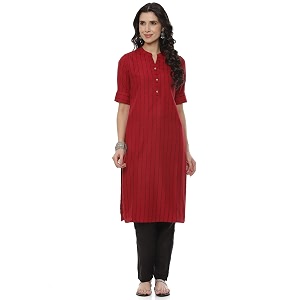 Rangriti Off White Art Silk Straight Kurta