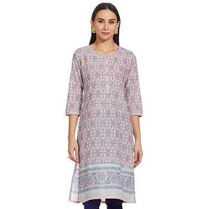 Rangriti Womens Round Neck Printed Kurta