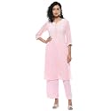 Rangriti Pink Embroidered Straight Kurta for Women