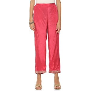 Rangriti Pink Viscose Straight Palazzo for Women