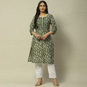 RANGRITI Women Printed Floral Print Straight Kurta