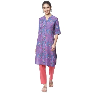 Rangriti Purple Liva Straight Kurta for Women