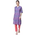 Rangriti Purple Liva Straight Kurta for Women