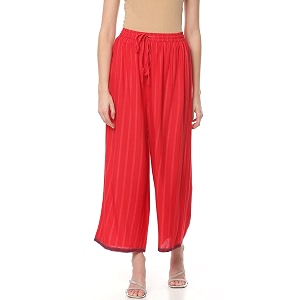 Rangriti Red Liva Palazzo Pants for Women