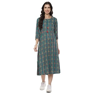 Rangriti Teal Liva Straight Dress