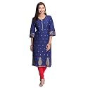Rangriti Blue Straight Kurta for Women