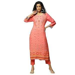 Rangriti Womens Rayon Printed Regular Kurtas