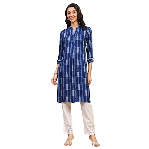 Rangriti Womens Rayon Printed Straight Kurta