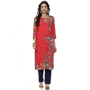 Rangriti Red Liva Straight Kurta for Women