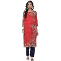 Rangriti Red Liva Straight Kurta for Women