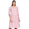 Rangriti Pink Cotton Straight Kurta