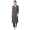 Rangriti Black Liva Straight Kurta for Women