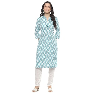 Rangriti Sea Blue Rayon Staight Kurta for