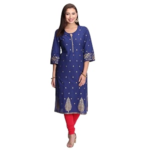 Rangriti Blue Straight Kurta for Women