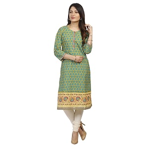 Rangriti Womens Round Neck Printed Kurta