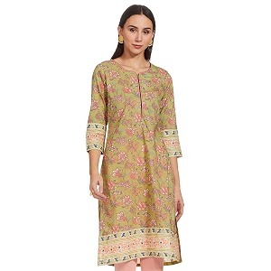 Rangriti Womens Round Neck Printed Kurta