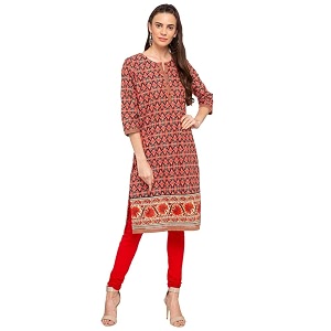 Rangriti Womens Round Neck Printed Kurta