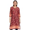 Rangriti Womens Round Neck Printed Kurta