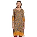 Rangriti Womens Round Neck Printed Kurta