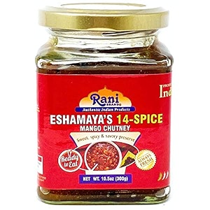 rani 14-spice eshamaya39s mango chutney indian preserve 105oz 300g glass jar ready to eat vegan  gluten free ingredients all natural non-gmo