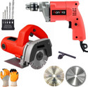 RanPra 100/110MM MARBLE / TILE CUTER AND 10MM DRILL MACHINE WITH CUTTING WHEEL Marble Cutter
