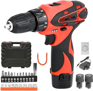 ranpra 12v cordless machine heavy duty screwdriver  double battery  12 v cordless drill machine redhorse heavy duty drill screwdriver  double battery 10 mm cordless drill