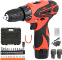 RanPra 12V CORDLESS MACHINE HEAVY DUTY SCREWDRIVER ( DOUBLE BATTERY ) 12 V CORDLESS DRILL MACHINE REDHORSE HEAVY DUTY DRILL/ SCREWDRIVER ( DOUBLE BATTERY )10 MM Cordless Drill