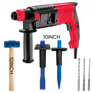 ranpra 20mm rotary hammer drill with 500gm hammer  2 chisel set  20mm hammer 5pc bit 13mm drill chuck  adaptor 13pc hss 5pc masonry bit rotary hammer drill