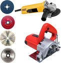 RanPra 4 INCH MARBLE CUTTER AND 4 INCH ANGLE GRINDER WITH 4 PCS GRINDING CUTTING BLADE Marble Cutter