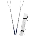 RAOMEIDE 32" Heavy Duty Hot Dog Roasting Sticks for Campfire, Smores Sticks for Fire Pit Long, Marshmallows Skewers (2 Pack)