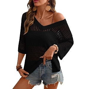 Rapbin Womens Crochet V Neck Beach Cover