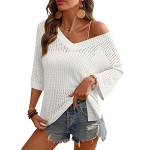 Rapbin Womens Crochet V Neck Beach Cover