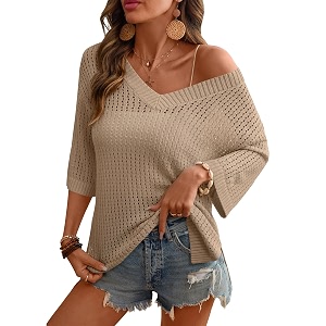 Rapbin Womens Crochet V Neck Beach Cover