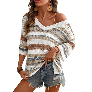 Rapbin Womens Crochet V Neck Beach Cover